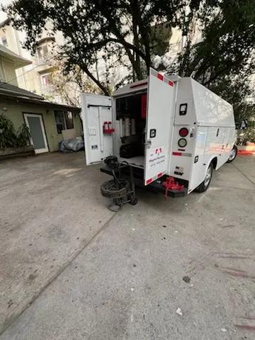 Magnet Plumbing service vehicle on-site for Sewer Line Repair in Goleta